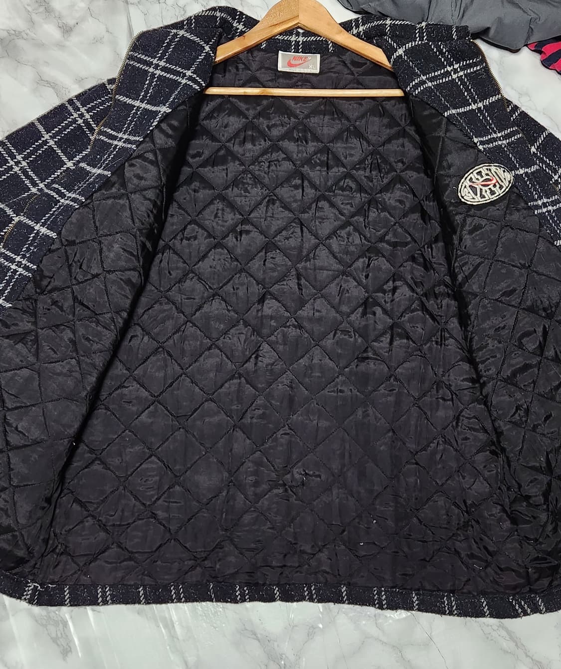 XL 나이키 90S 체크 블랙 모직 점퍼 자켓 상품이미지5