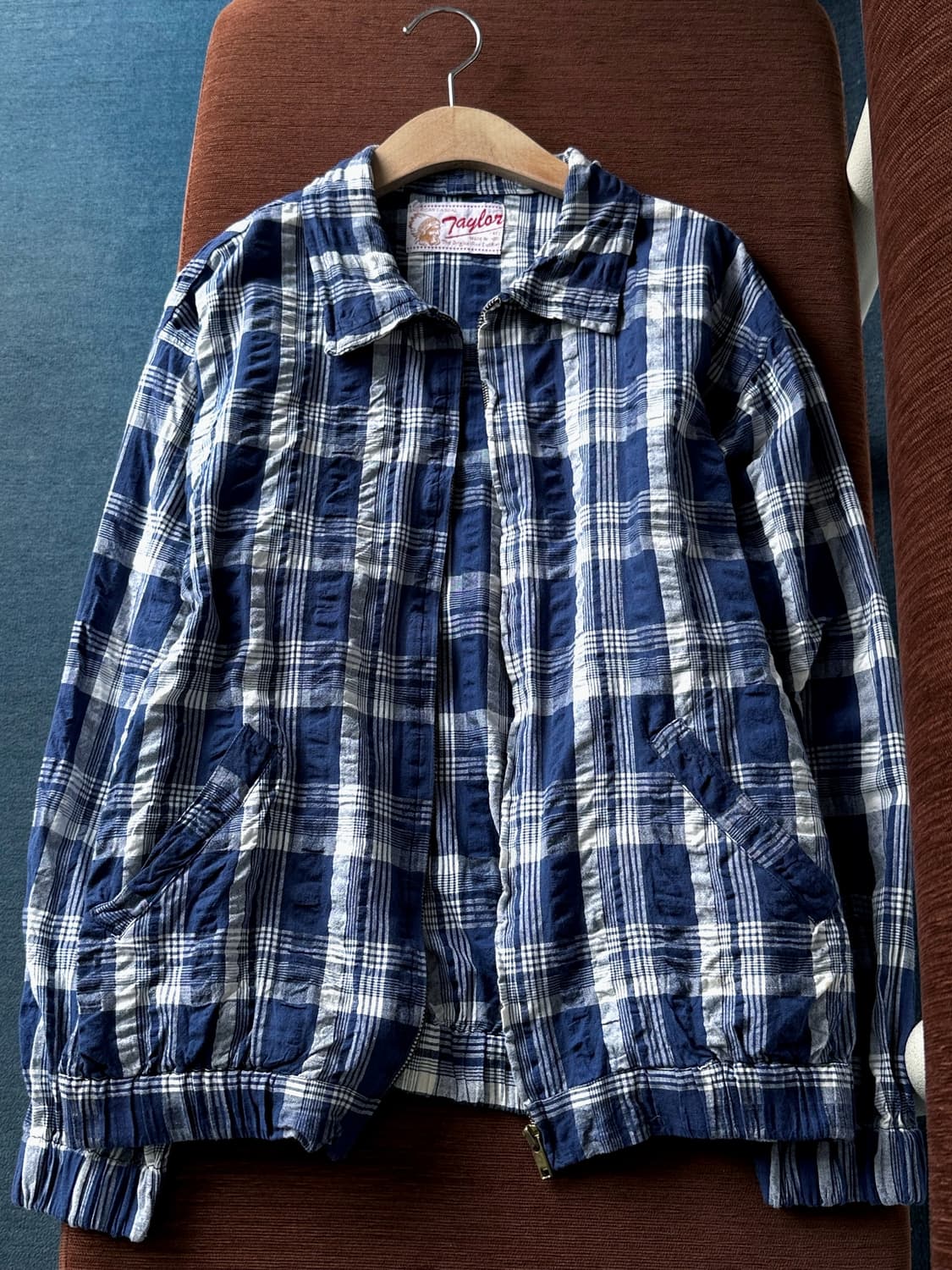 Cotton sucker wrinkled zip blouson 상품이미지1