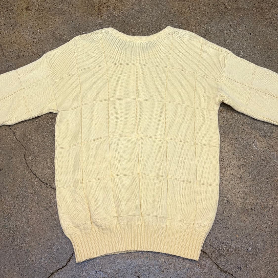 90s Made in USA 빈티지 엘엘빈 연노랑 코튼 니트 상품이미지6
