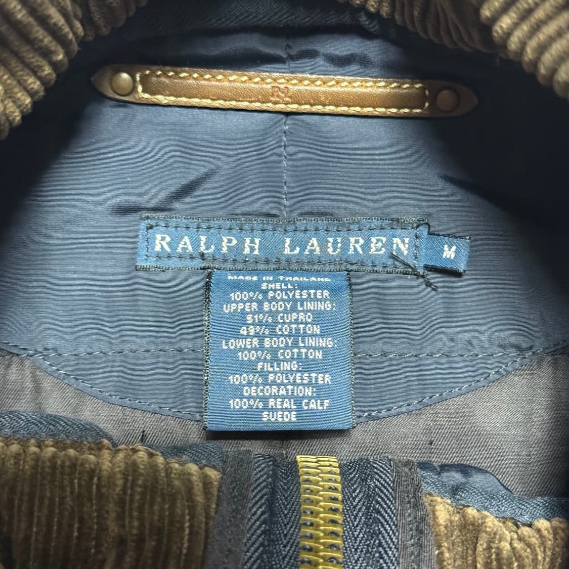 Polo Ralph Lauren 여성용 가죽 패치 네이비 퀼팅 자켓 상품이미지3