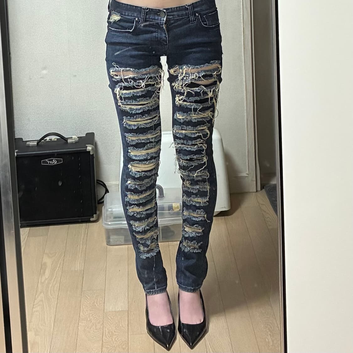 펑크 디스트레스드 스키니진 상품이미지1