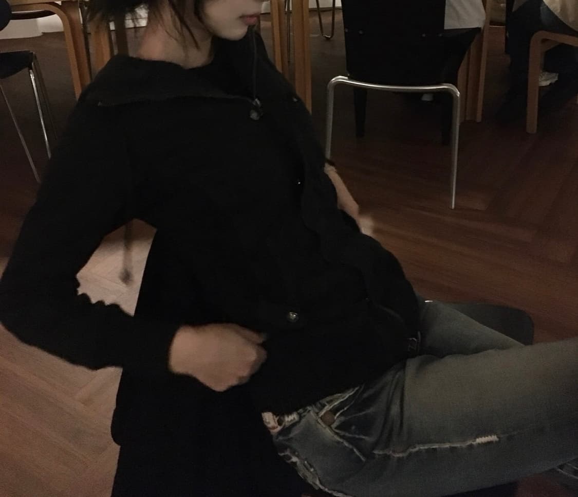 하이넥 후드 집업 자켓 블랙 파우닝 차일드매거진 아야즈 큐빈티지 상품이미지3