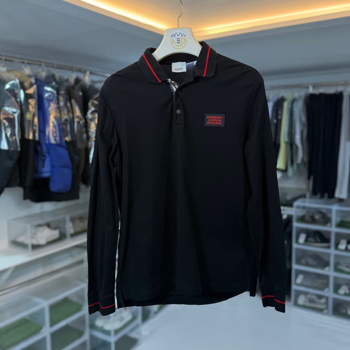 [리오브] 버버리 그랜포드 로고 패치 폴로 롱슬리브 상품이미지1