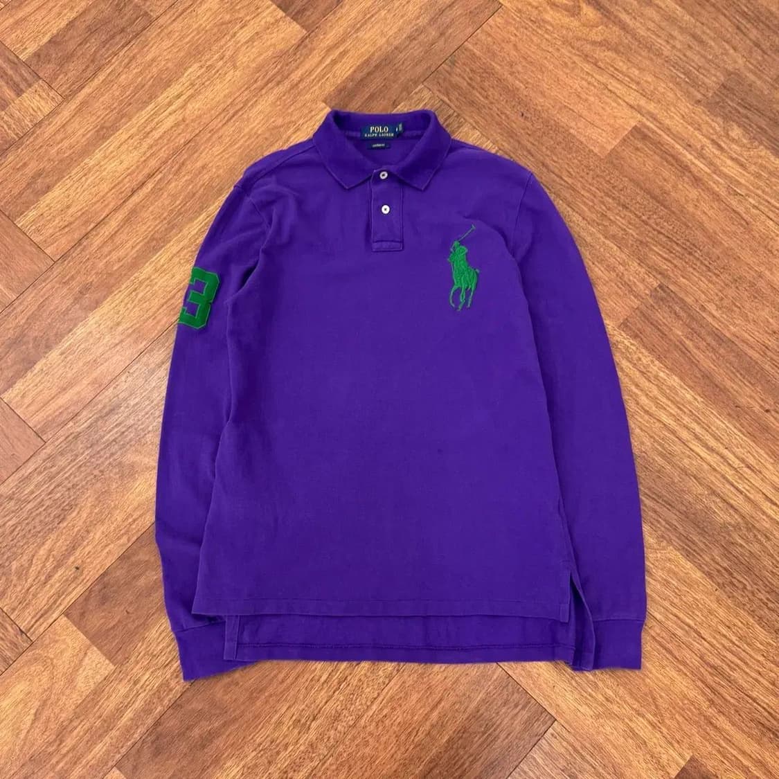 M 폴로 랄프로렌 빅포니 퍼플 카라 긴팔 티셔츠  상품이미지1