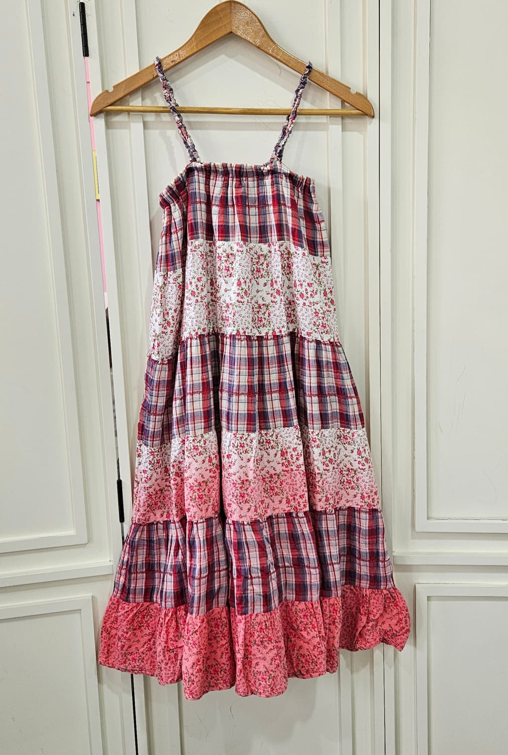 체크 패치 플라워 캉캉 롱원피스 상품이미지6