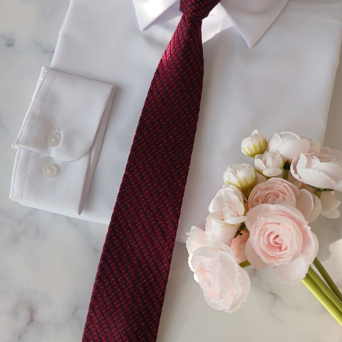 질스튜어트 버건디 스트라이프 텍스처 넥타이 7.3cm A등급 K19188 상품이미지4