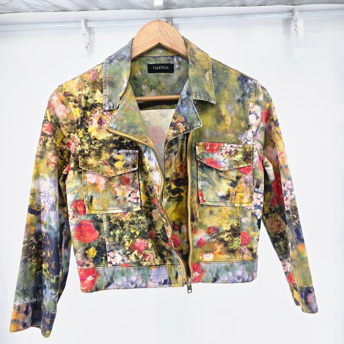 발렌시아 아트 플라워 패턴 크롭 면 자켓 상품이미지7