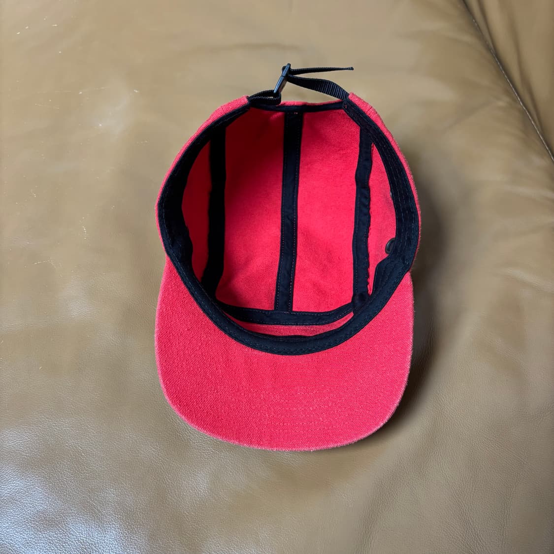 슈프림 캠프캡 모자 박스로고 린트 워시드 레드 상품이미지6