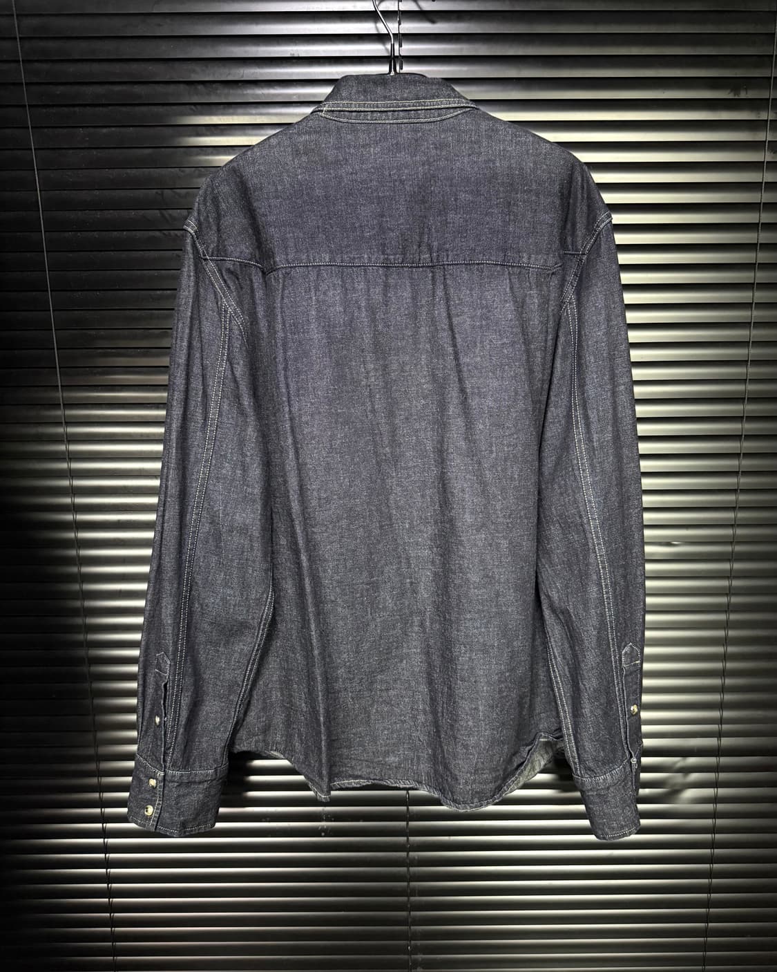 엘무드 진청 생지 데님 인디고 배드가이 웨스턴 셔츠 남방 자개 오버핏  상품이미지5