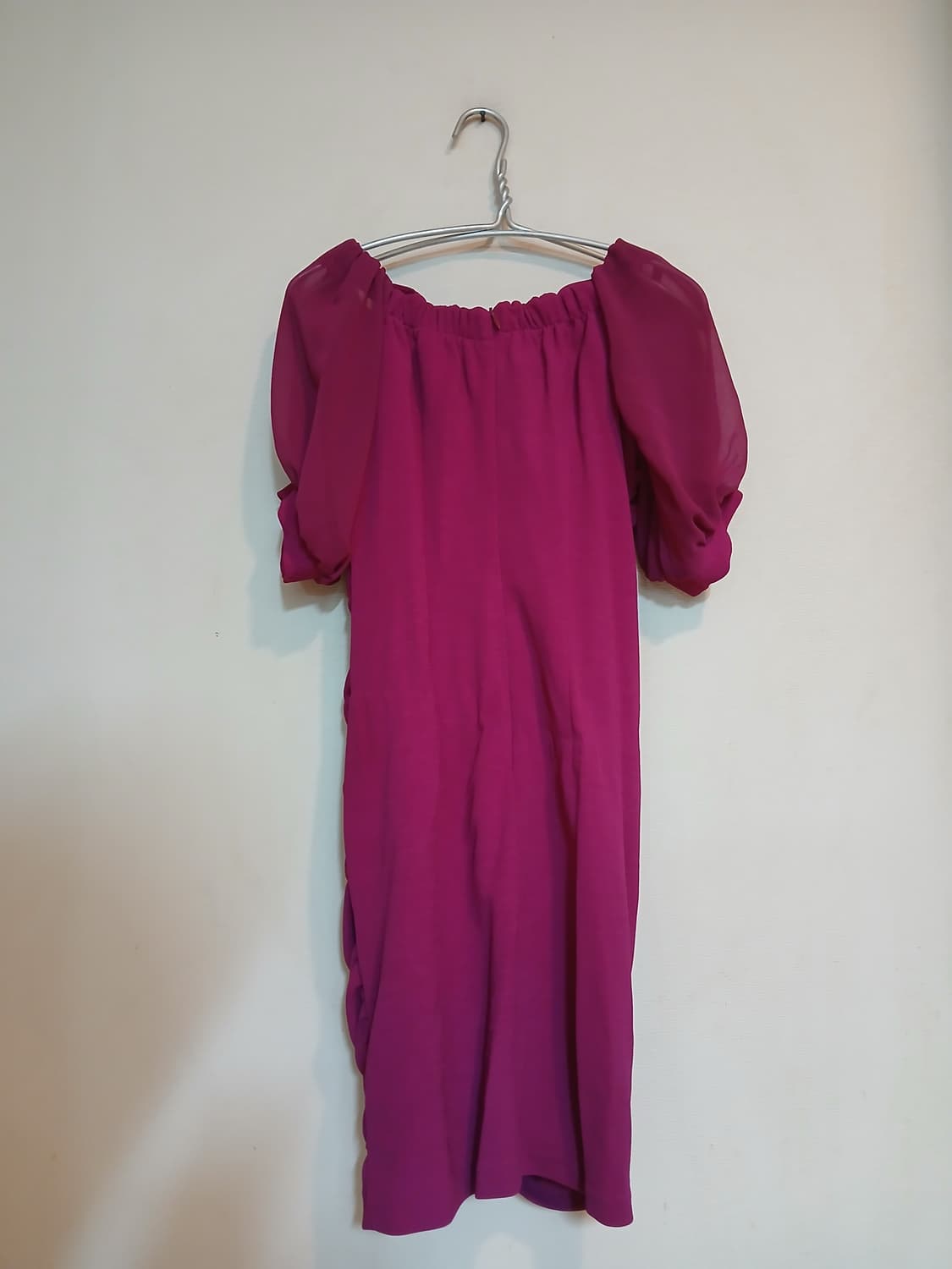 나롱쥐 셔링 반팔 미디 원피스 캡 파티 드레스 섹시 오프숄더 홀터넥 홀복 상품이미지6