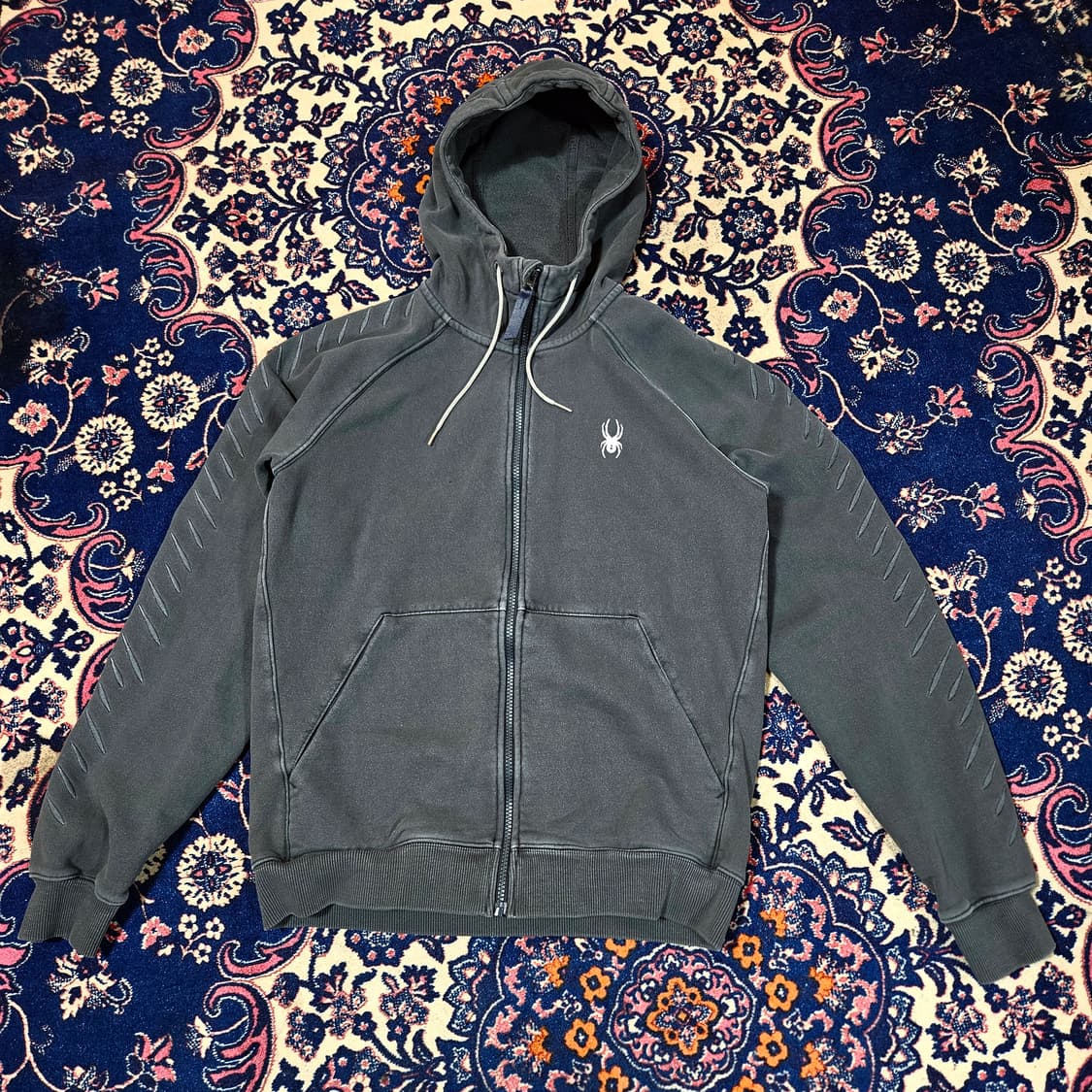 스파이더(SPYDER) 21FW 가먼트 워싱 디테일 자수 후드집업  상품이미지1