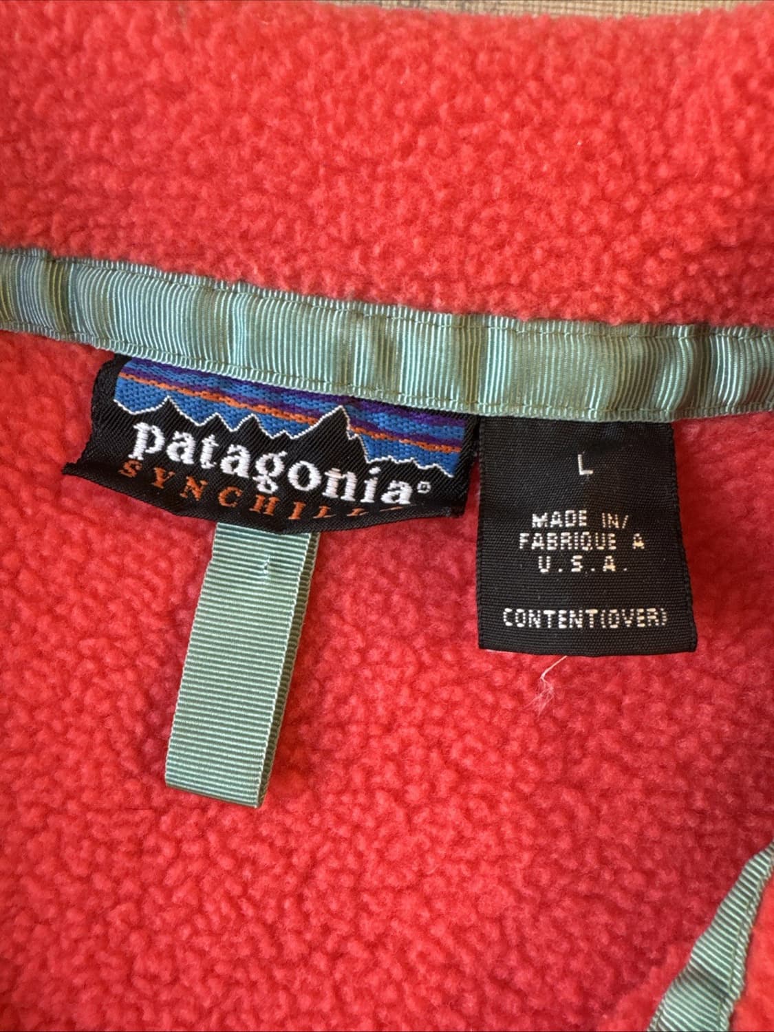 90s 파타고니아 신칠라 스냅-티 플리스 코럴/블루 상품이미지4