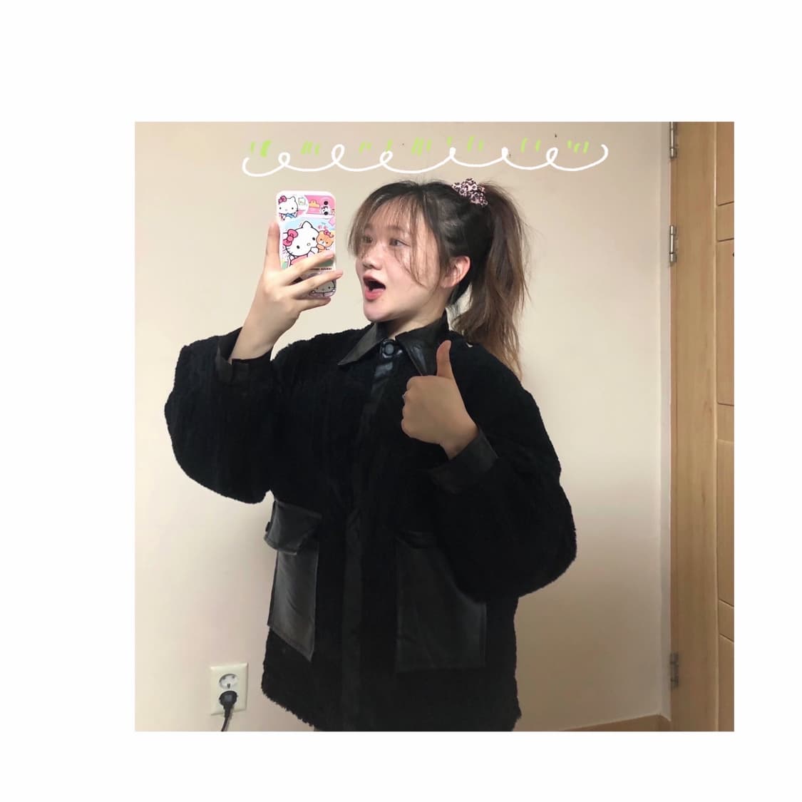 블랙 레더 뽀글이 상품이미지3