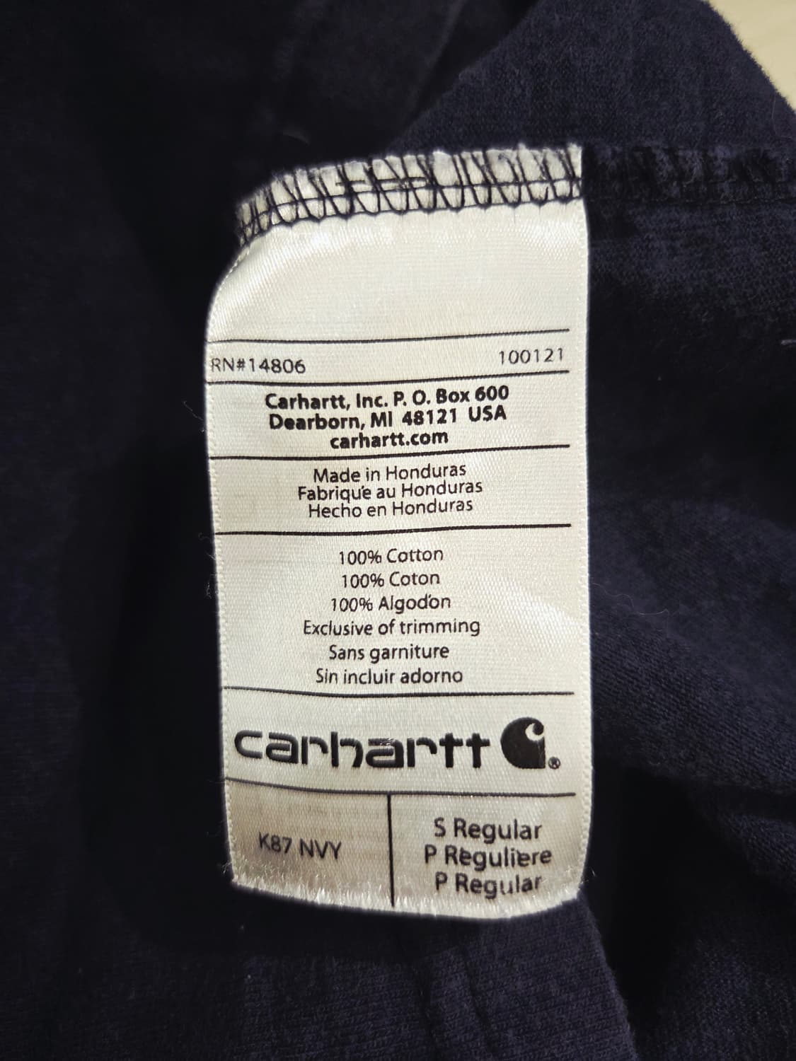 칼하트 포켓 반팔 티셔츠 네이비_S 상품이미지6