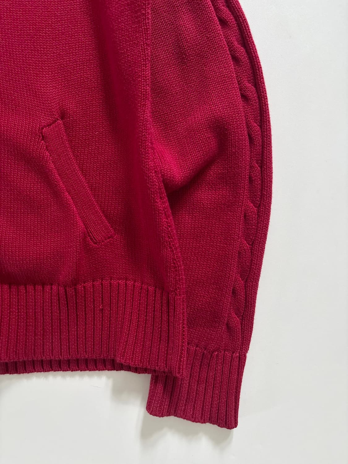 Polo 랄프로렌 코튼 레드컬러 사이드라인 니트집업 상품이미지4