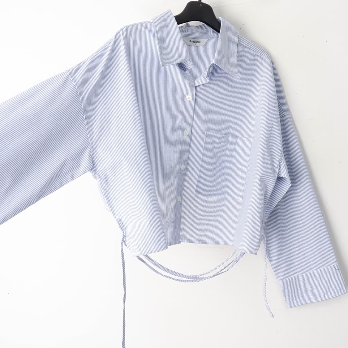 55/에잇세컨즈 스트라이프 백 리본 크롭셔츠 상품이미지5