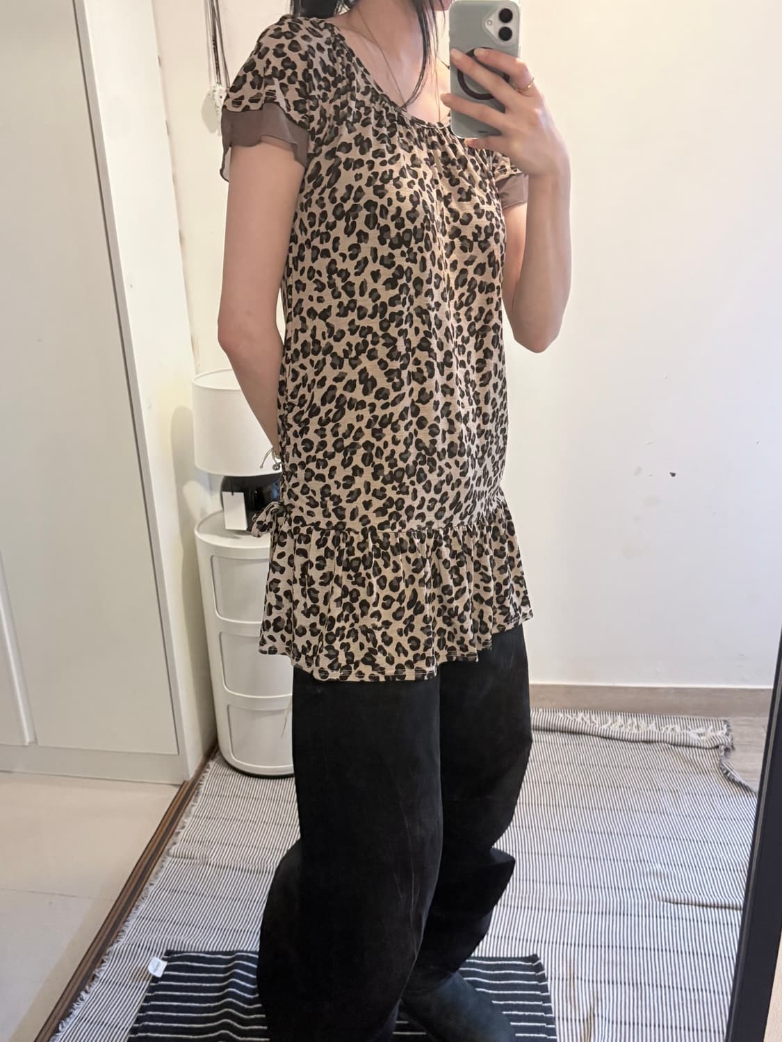 Japanese Vintage Leopard Print Dress 상품이미지1
