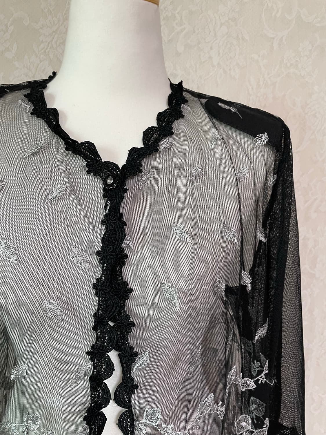     빈티지 플라워 자수 시스루 가디건 상품이미지4
