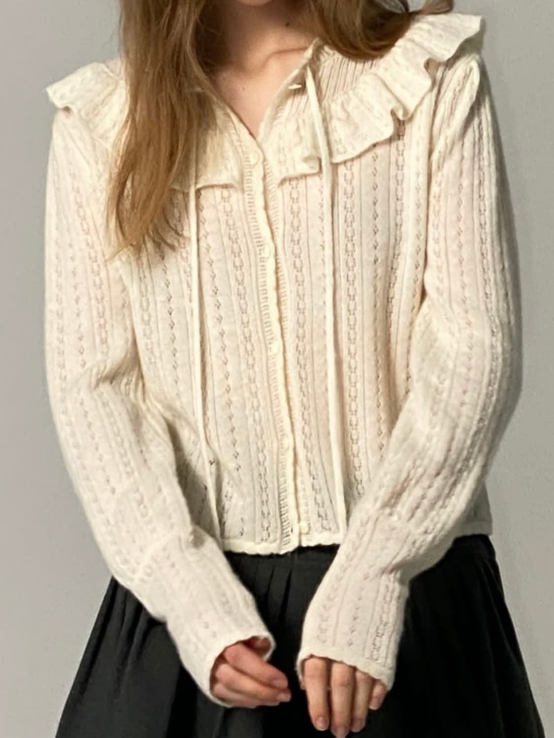 더바넷 Finni Pointelle Knit Cardigan 상품이미지2