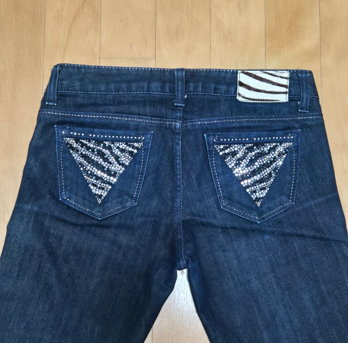 개미친 y2k 지브라 로우라이즈 스키니진 상품이미지4