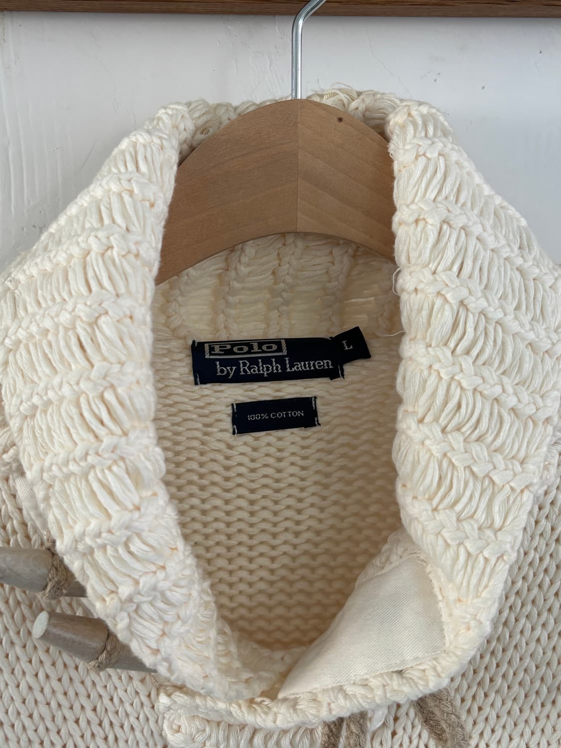 Polo 폴로 랄프로렌 토글 버튼 아이보리 숄카라 니트 스웨터 상품이미지3