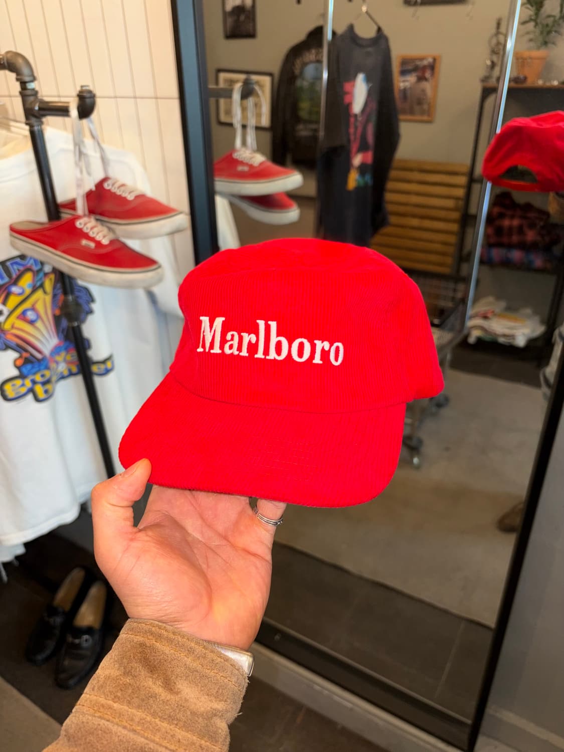 Marlboro logo corduroy trucker cap 상품이미지5