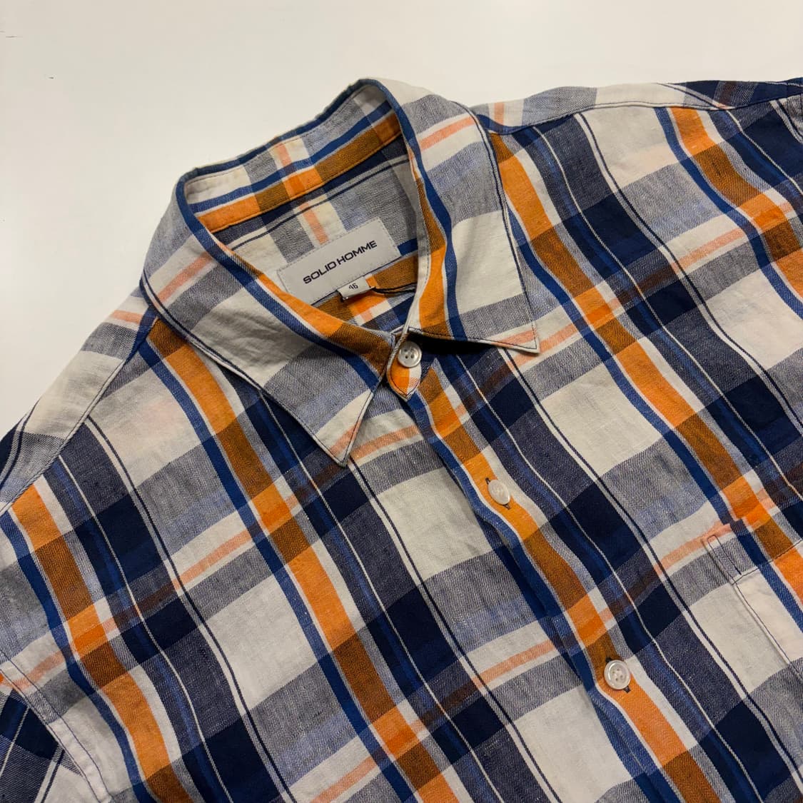 [95] 19s 솔리드옴므 체크 반팔 셔츠 C27 상품이미지3