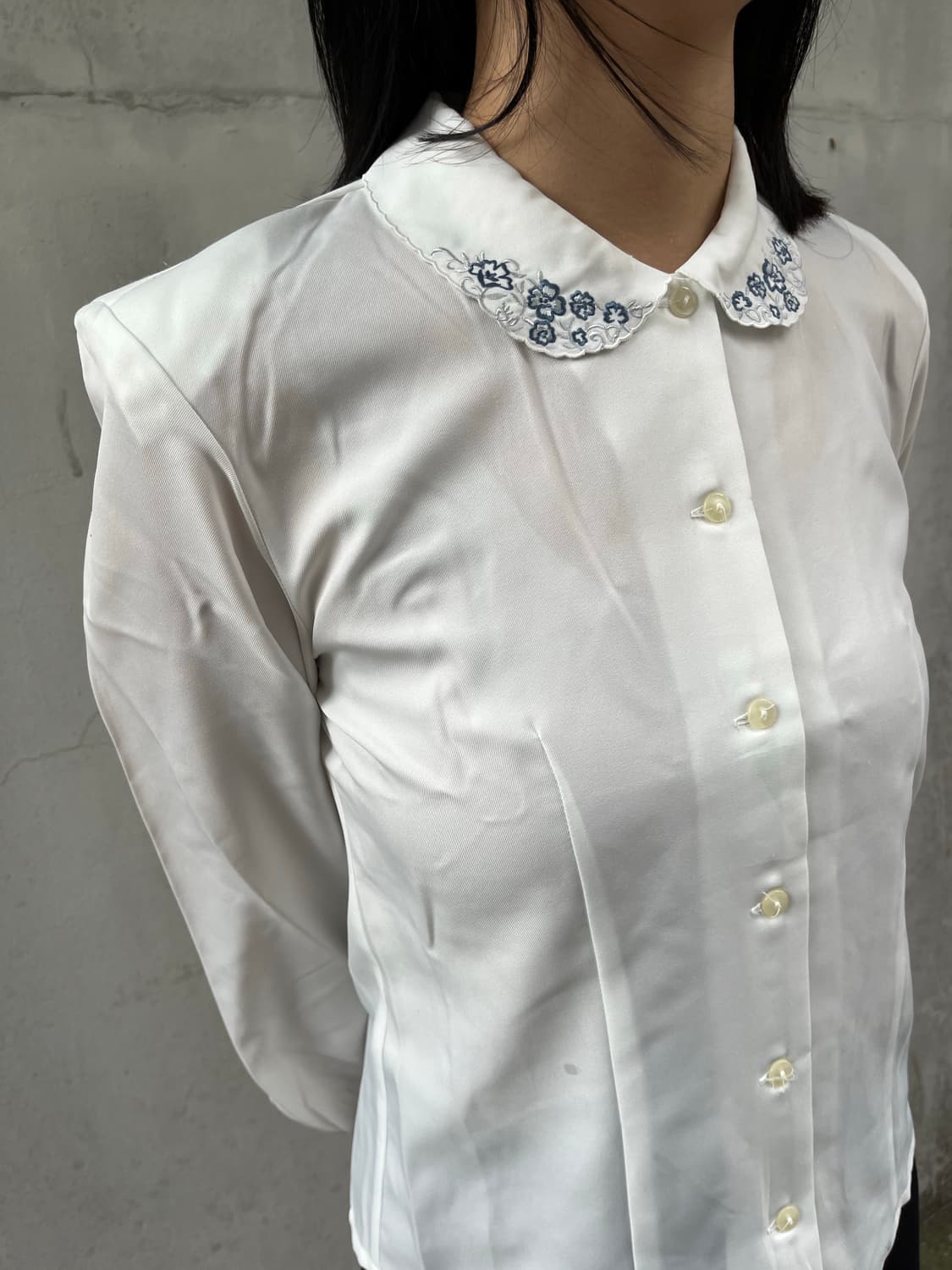 Flower Pattern White Blouse 상품이미지5