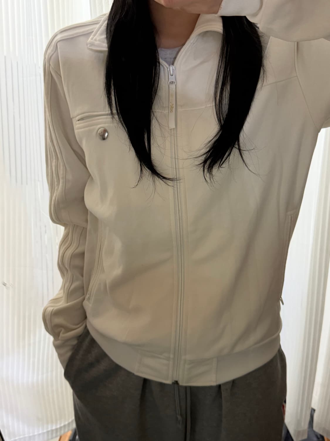 아디다스 화이트 져지 집업 100 상품이미지1