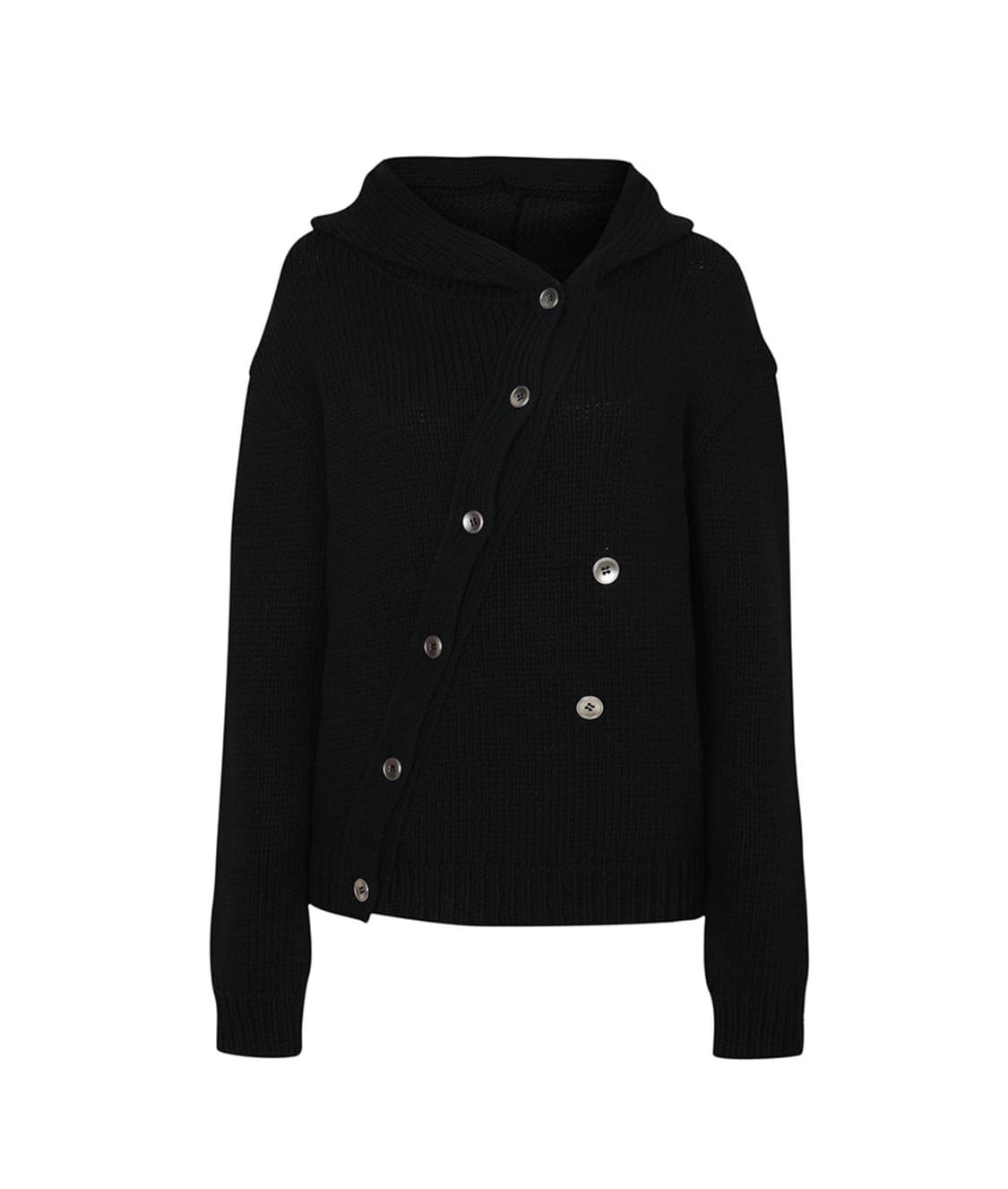 엘이이와이 다이애그널 후디드 가디건 블랙 상품이미지5