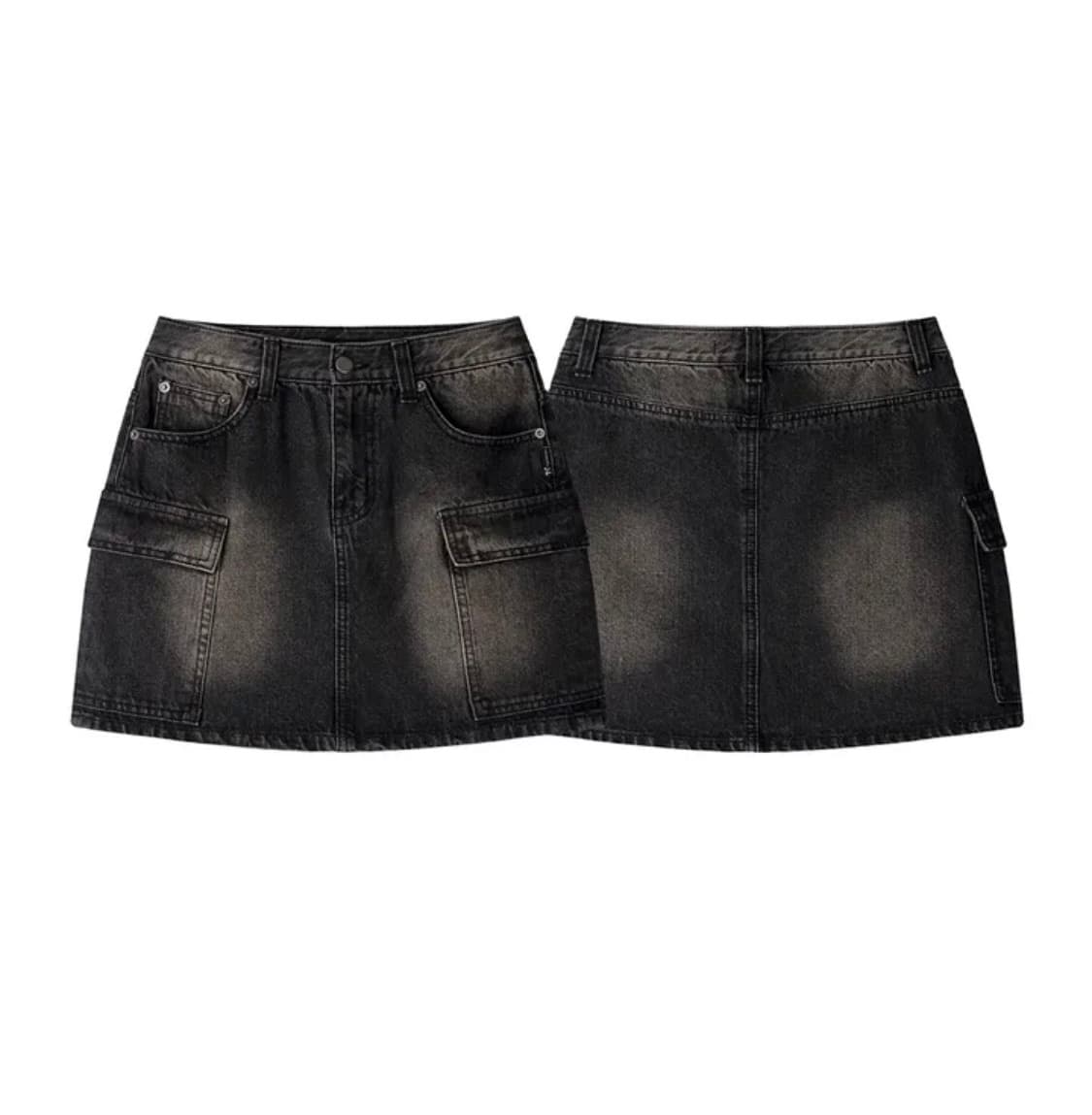 레더리 카고 데님 미니스커트 흑청 s 상품이미지1