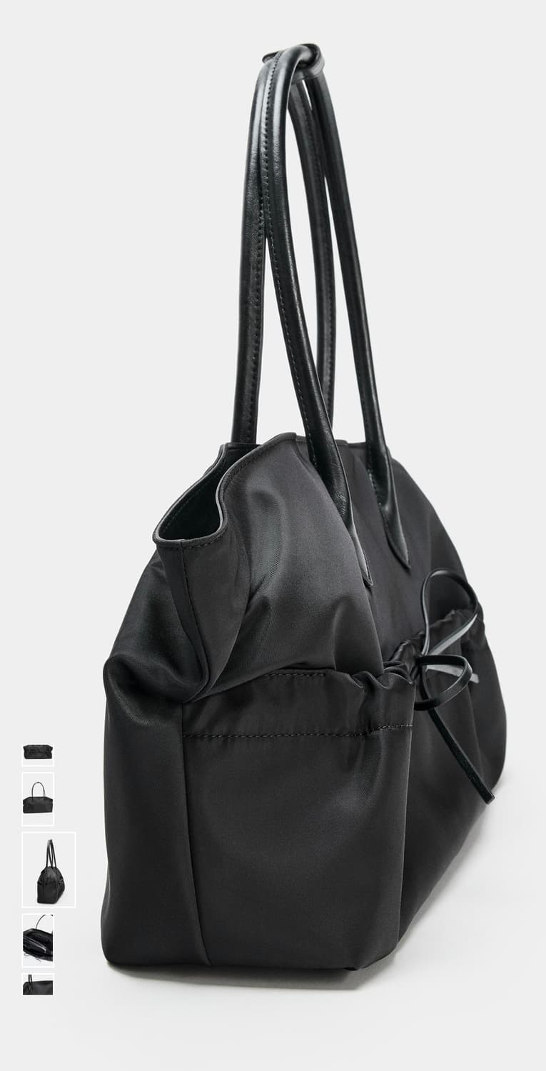 새제품) 자라 숄더백 리본 장식 길쭉한 토트백 상품이미지3