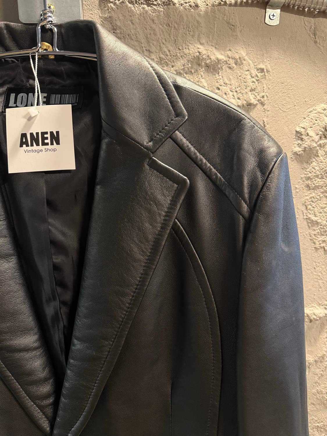 100 론LONE 정욱준 리얼 양가죽 싱글 레더 블레이저 블랙 상품이미지3