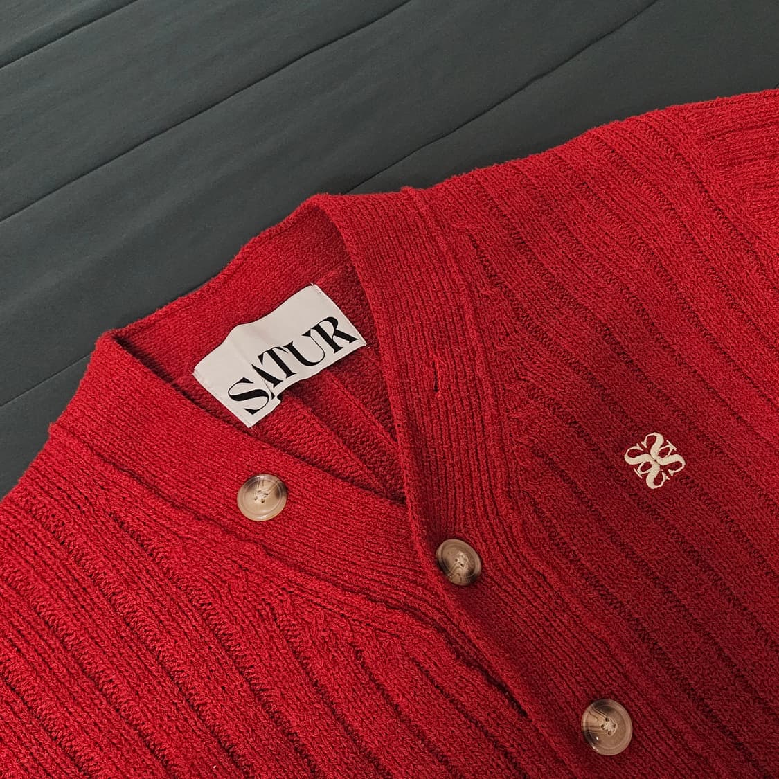 세터 파로 오버 사이즈 부클 가디건(버건디 레드) M 상품이미지3