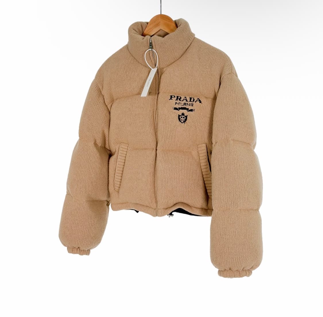 [38] 프라다 여성 캐시미어 니트 다운 숏 패딩 자켓 알비노 화이트 상품이미지2