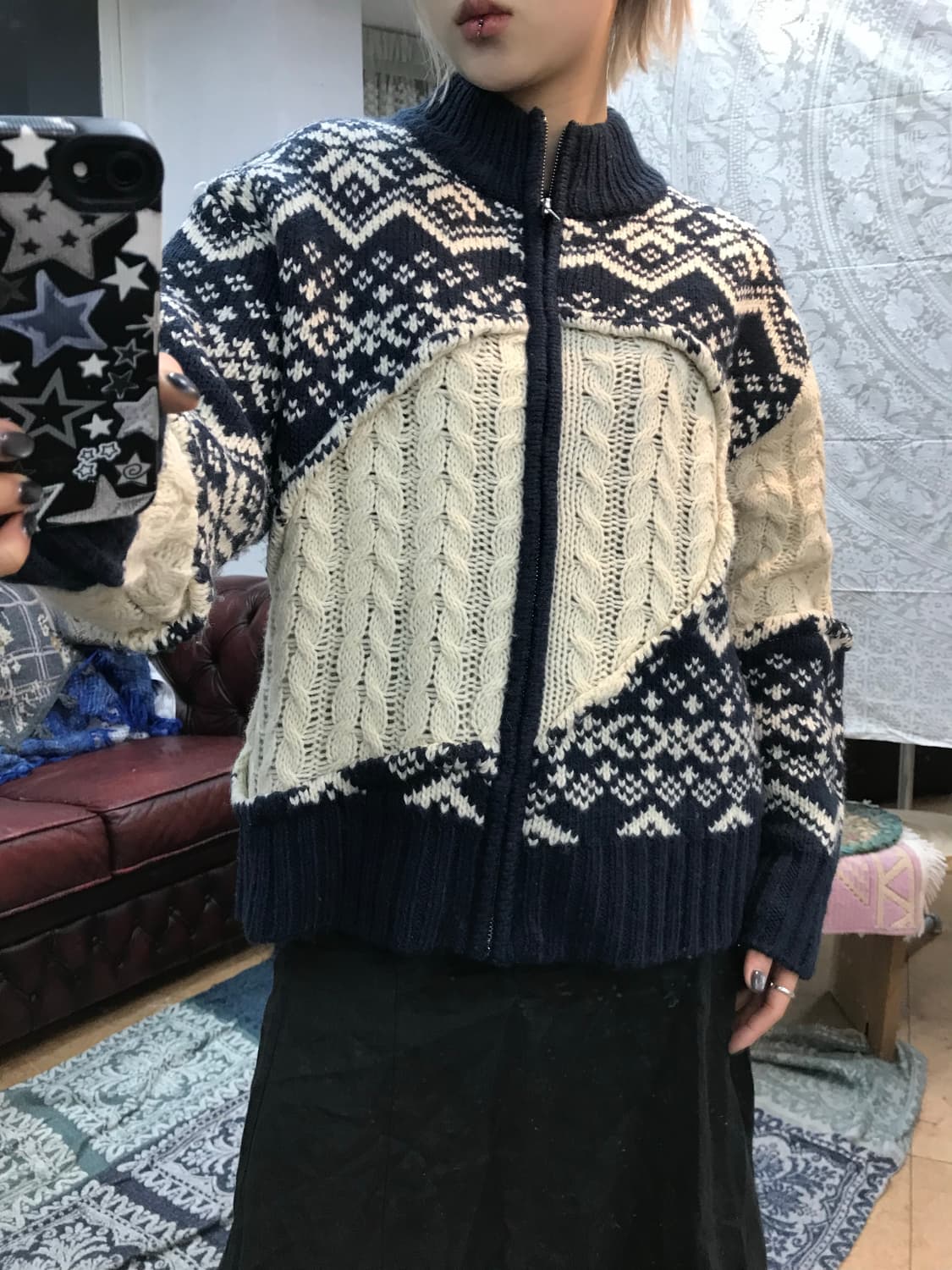 자라 여성 에스닉 절개 디테일 니트집업 자켓  상품이미지1