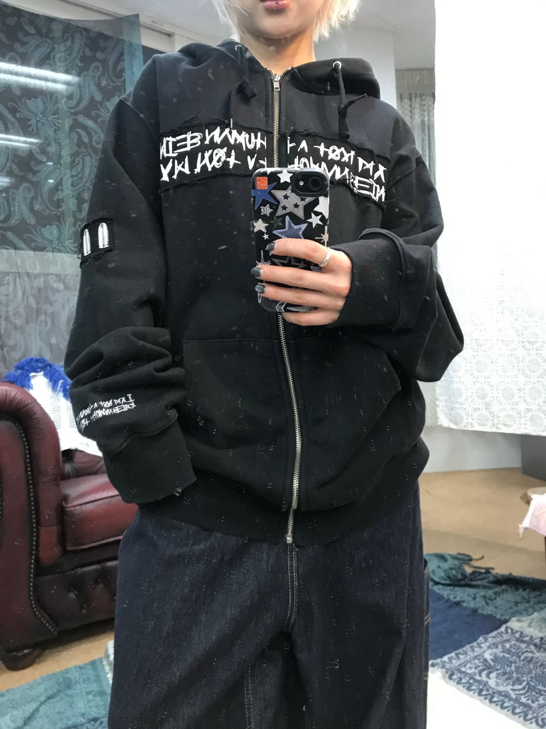 아임낫휴먼비잉 스트릿 백프린팅 후드집업  상품이미지2