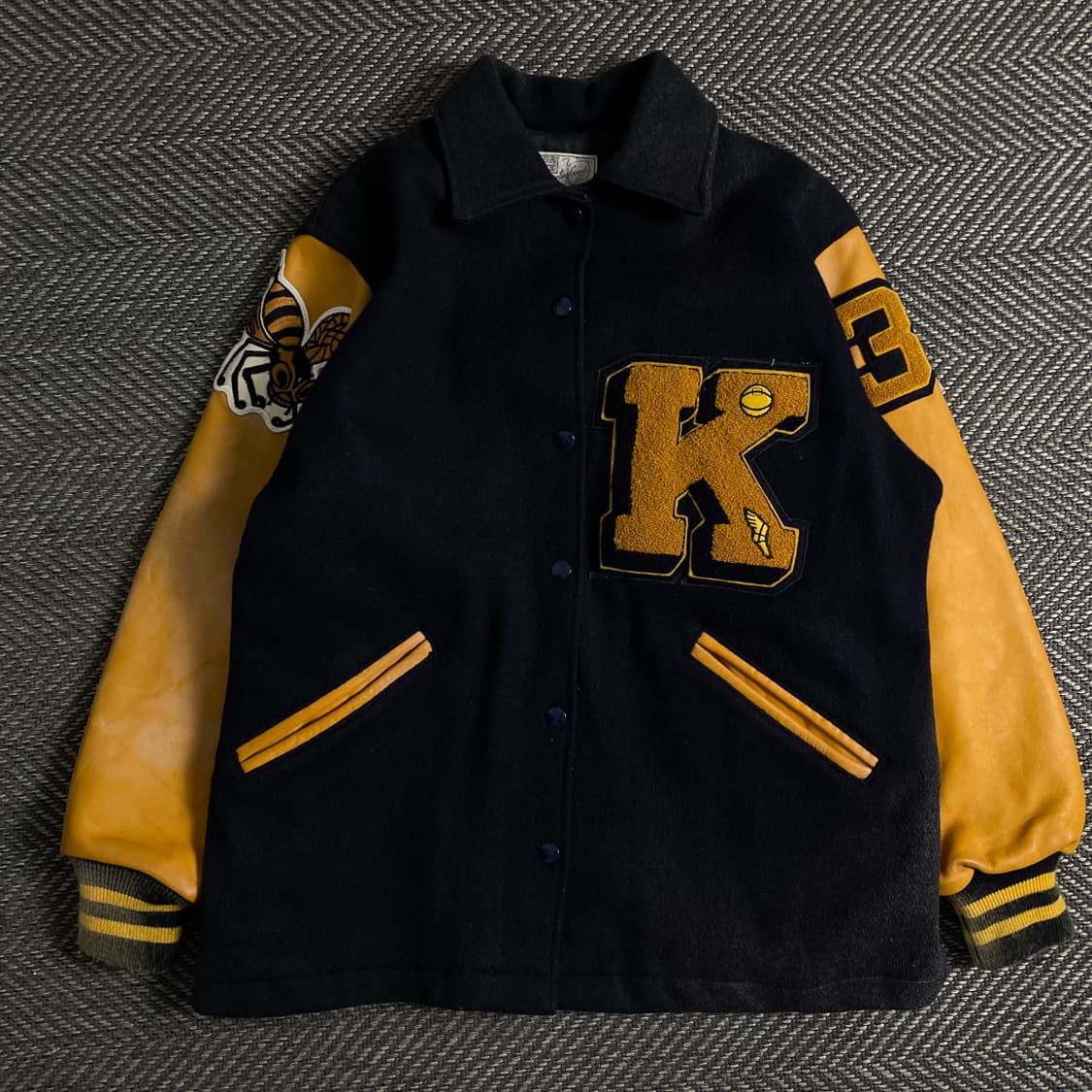 USA 빈티지 박시핏 레더 머직 바시티 자켓o 3485 상품이미지1