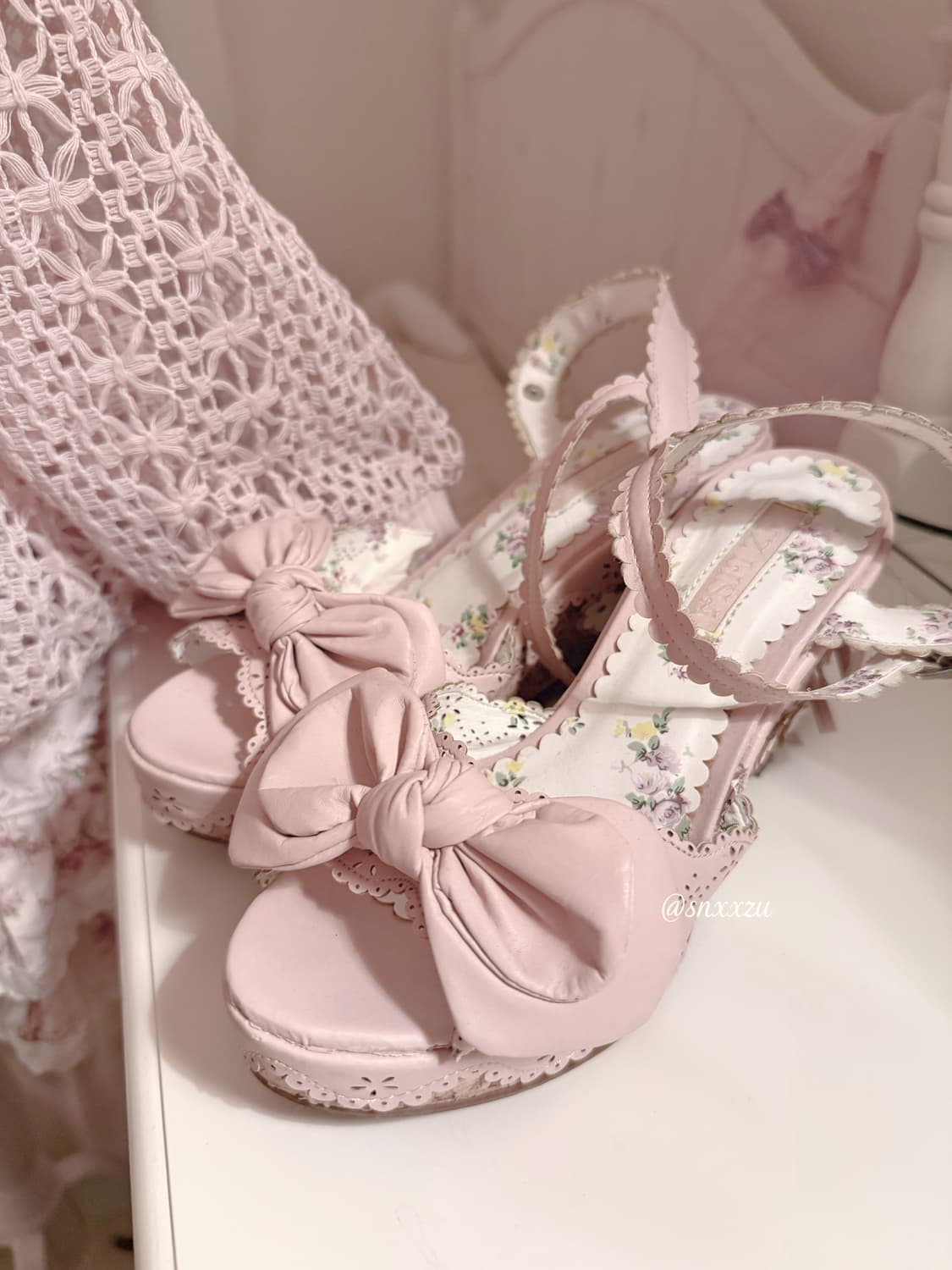 리즈리사 레어 핑크리본 구두 히메카지라떼갸루 핀터깔 샌들힐 y2k 상품이미지1