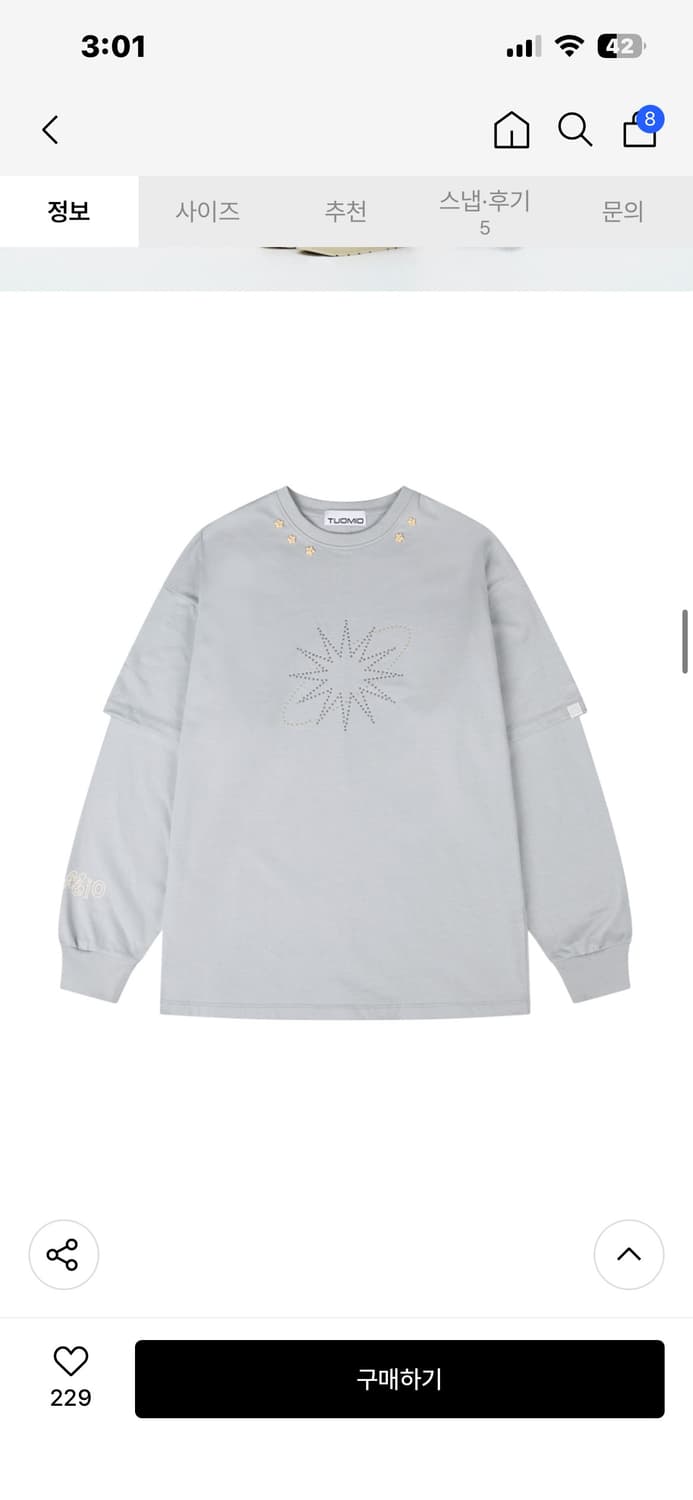 뚜오미오 STAR STUD LAYERED LONG SLEEVES 상품이미지2