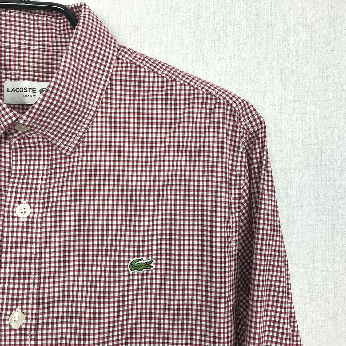 라코스테 슬림핏 깅엄 셔츠 남방 남성S 상품이미지3