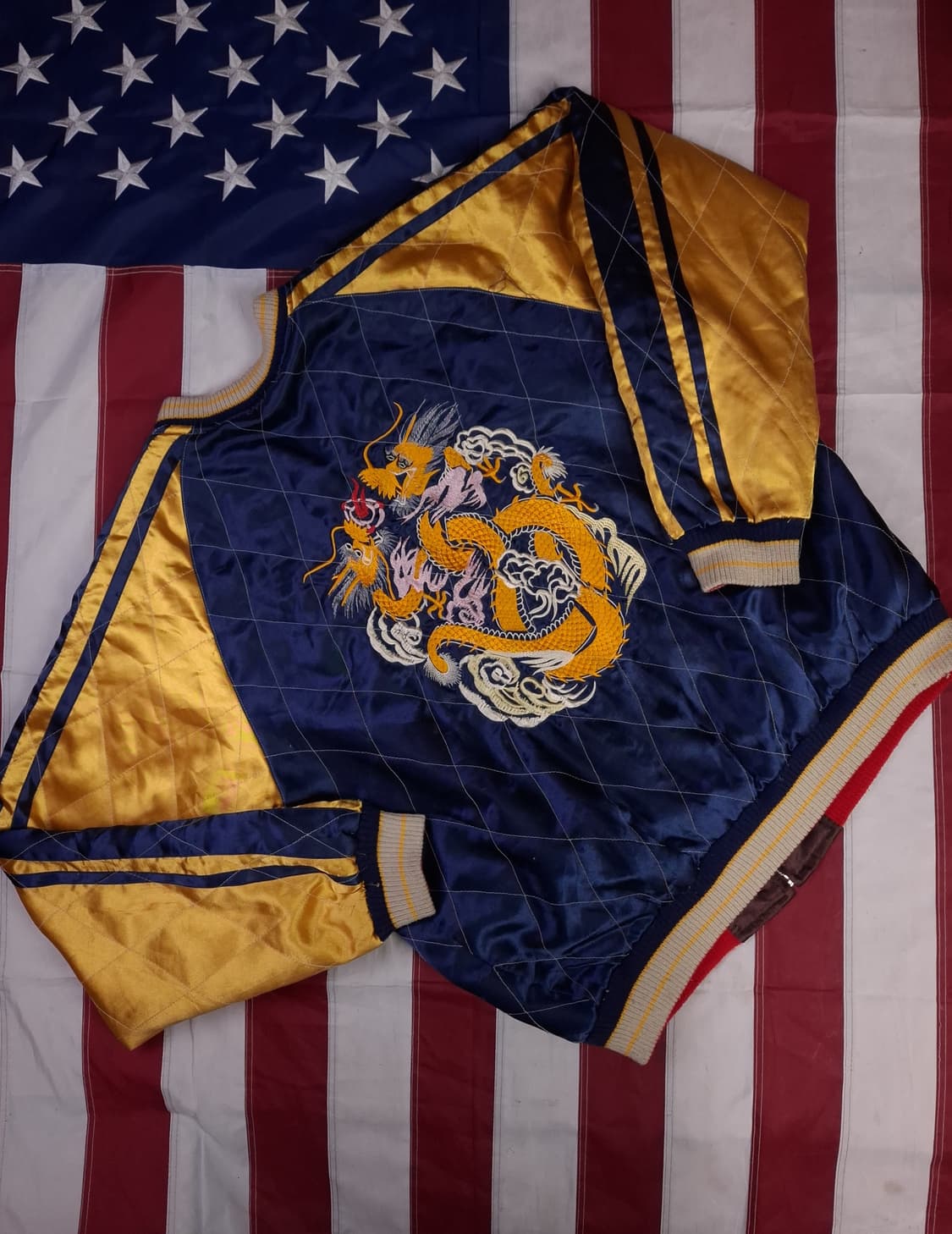 빈티지 JPN 타이거 드래곤 리버서블 스카쟌 상품이미지7