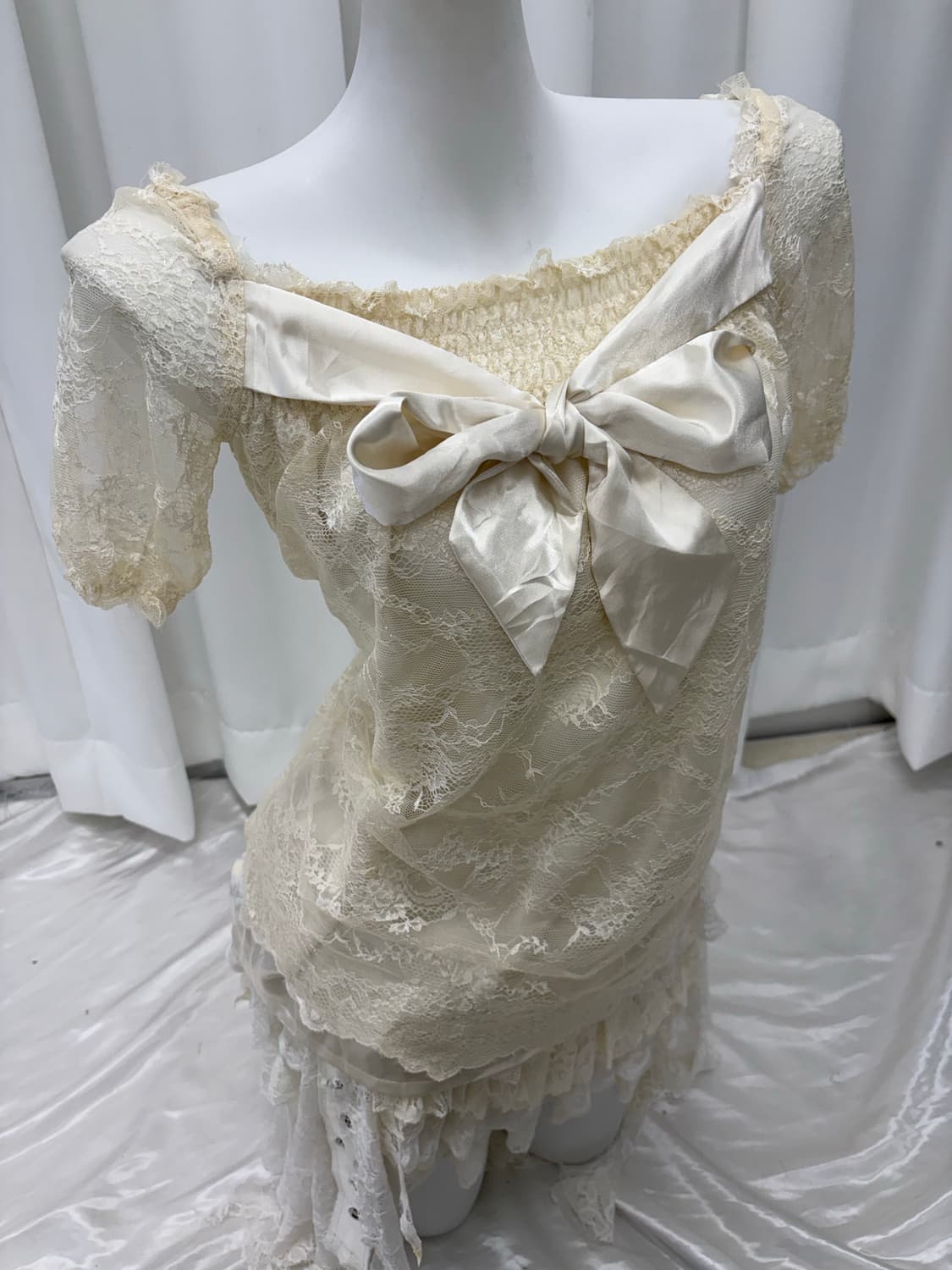 페어리 레이스 리본 반팔 상품이미지2