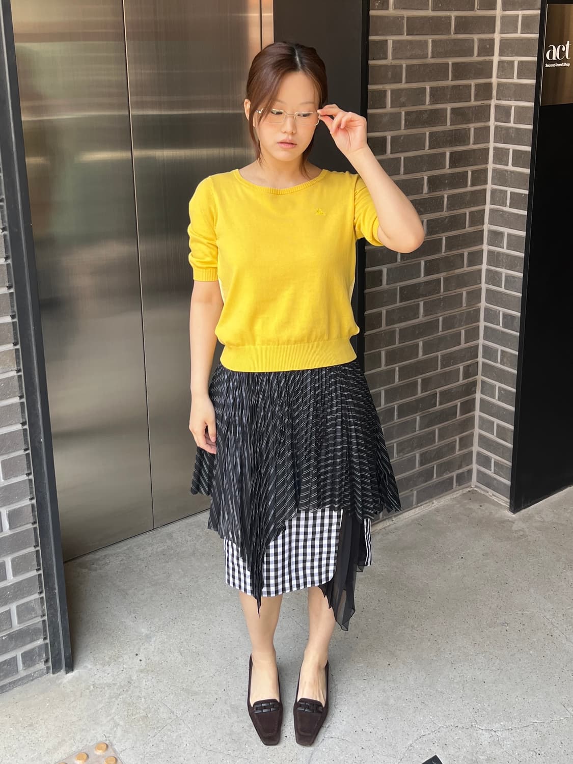 Facetasm 체크 패턴 스커트 상품이미지3