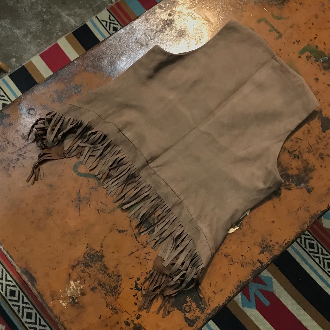 VTG 빈티지 폴리 스웨이드 브라운 프린지 베스트 자켓 여성 44 55 상품이미지4