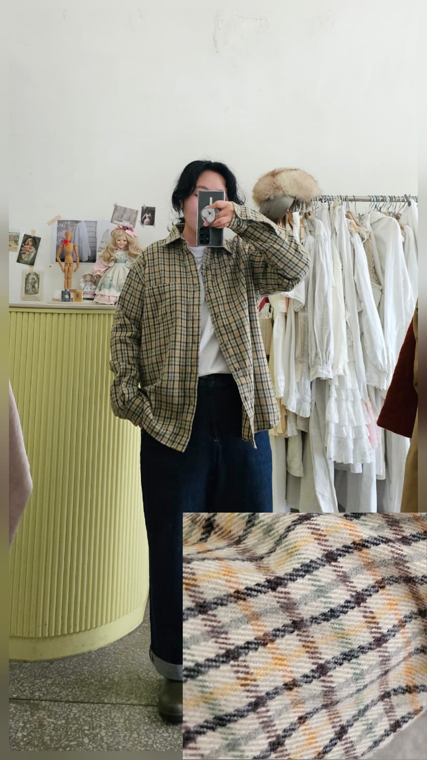 Ralph Eton 베이지 체크 플란넬 셔츠 상품이미지1