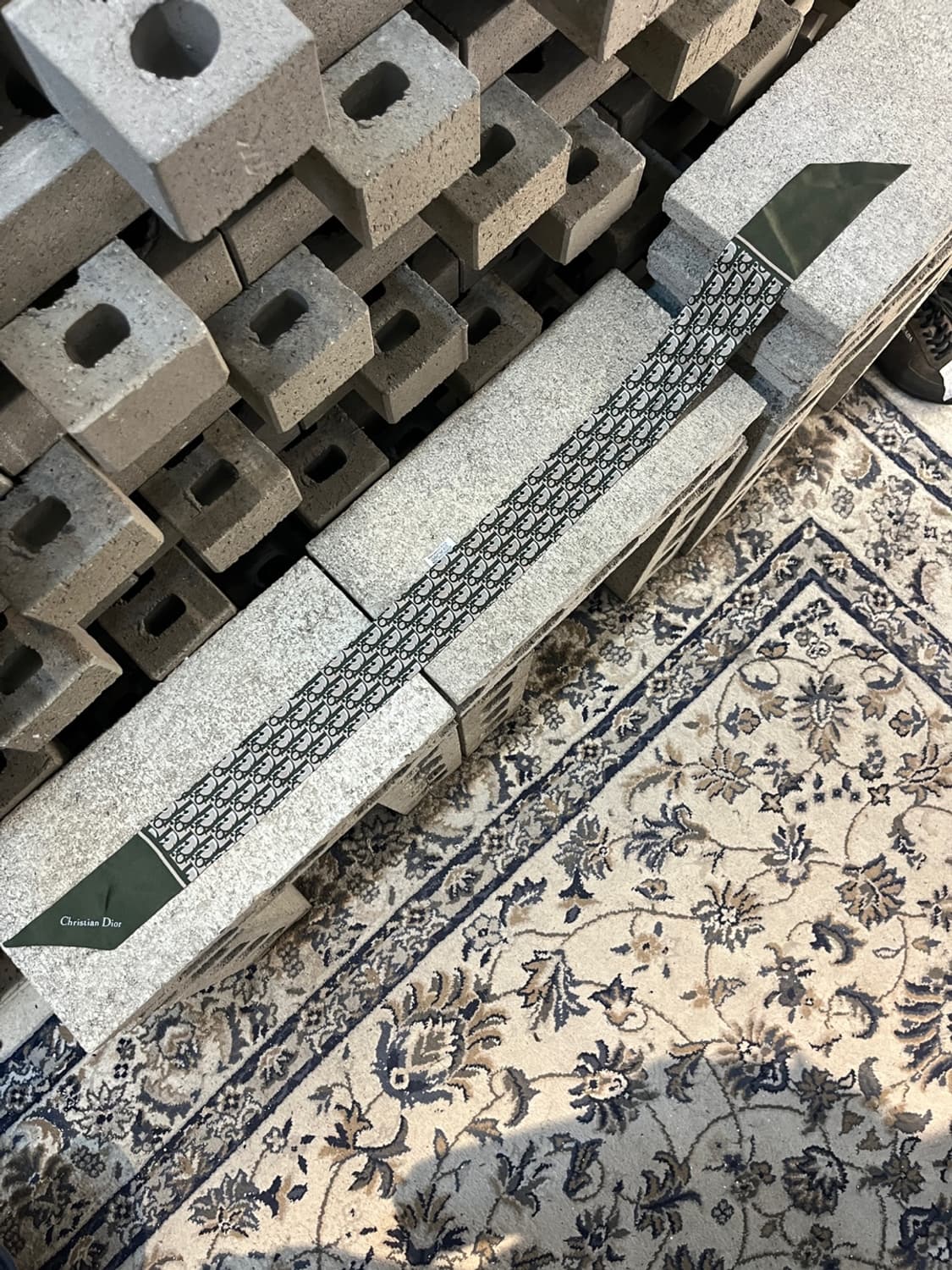 디올 오블리크 미차 스카프 그린 베이지 상품이미지6