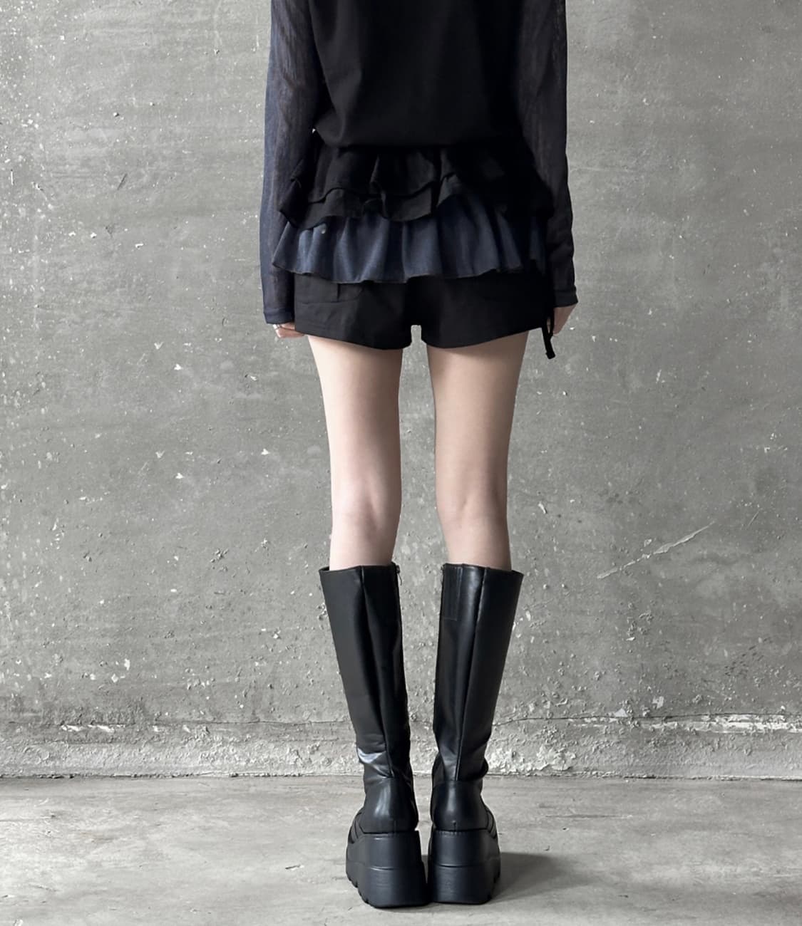 블랙 플랫폼 통굽 롱부치 9cm 상품이미지2