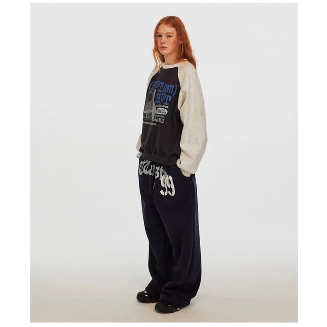 프리마리오 웨이스티드 와이드 트레이닝 팬츠 남녀공용 기모 바지 상품이미지2