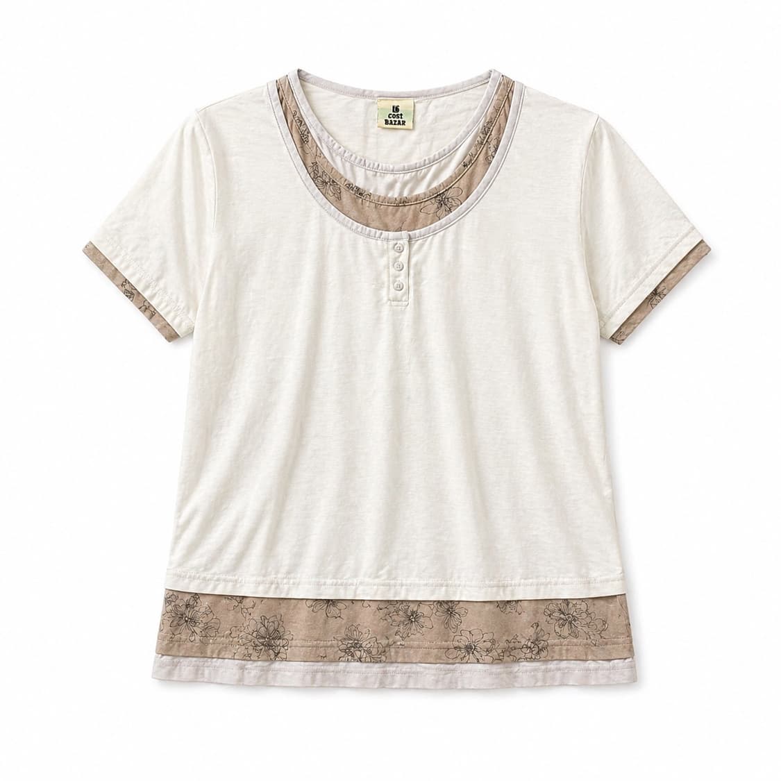 버터플라이 배색 레이어드 티  상품이미지1